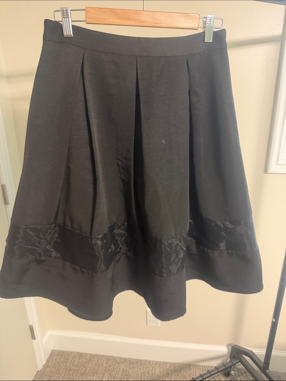 Express Black Circle Skirt with Satin Trim